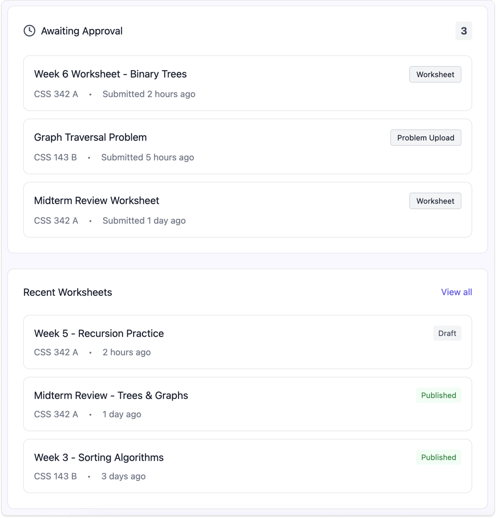 facilitator dashboard